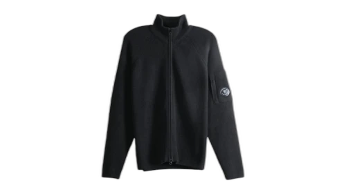 C.P. Company Waffle Knit Cotton Zip Lens Cardigan Black